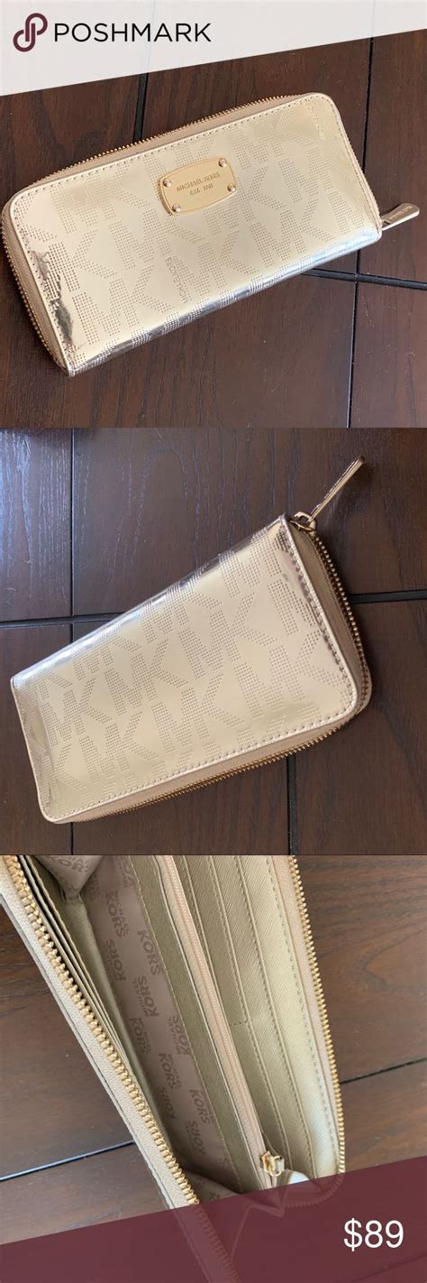 michael kors shiny gold wallet|mk outlet wallet.